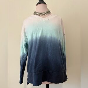 Talbot’s OmbreGradient Blue and White Women's sweatshirt in size large petite